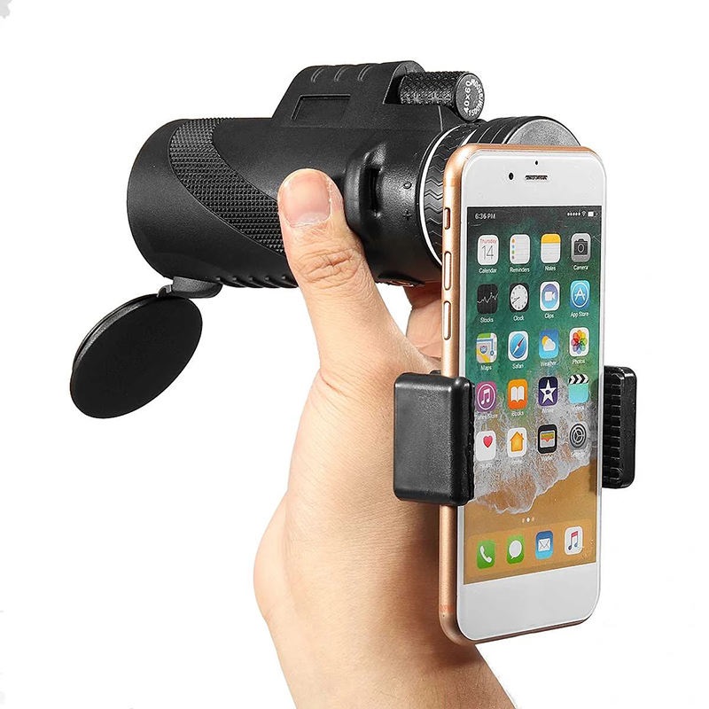 Ống nhòm đơn Terino MP-4060 kèm bộ gắn điện thoại (40x42mm, lăng kính BAK4, độ phóng đại cao, HD, màu xanh lính) - Hàng chính hãng