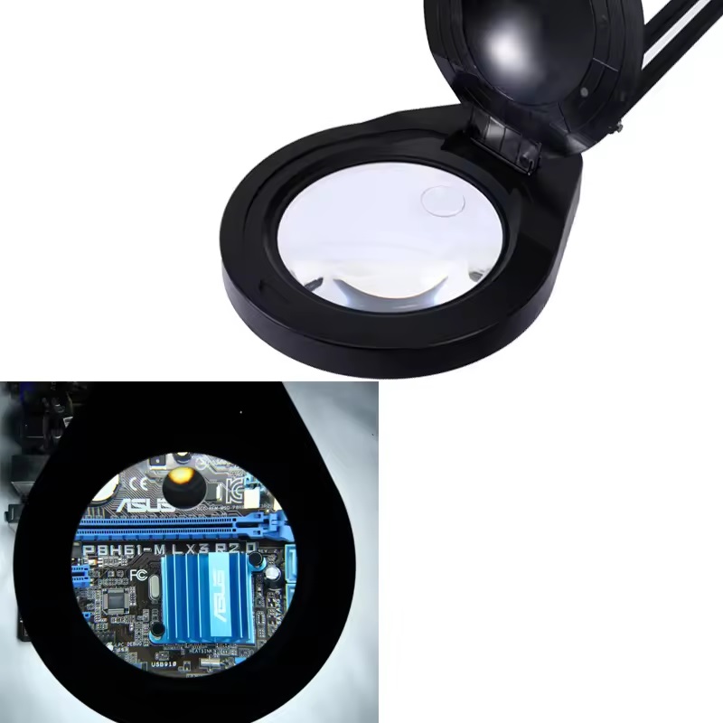 Kính lúp để bàn có đèn TERINO DE-78B/5X (phóng đại 5X, Led, màu đen) - Hàng chính hãng