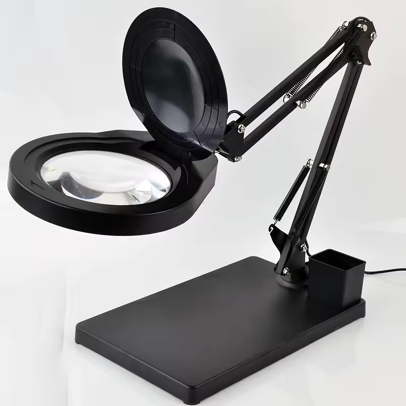 Kính lúp để bàn có đèn TERINO DE-78B/5X (phóng đại 5X, Led, màu đen) - Hàng chính hãng