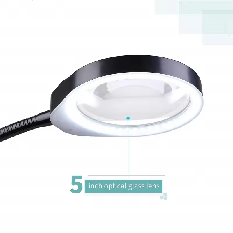 Kính lúp gắn bàn có đèn TERINO DE-7SB (phóng đại 8X và 15X, Led, màu đen) - Hàng chính hãng