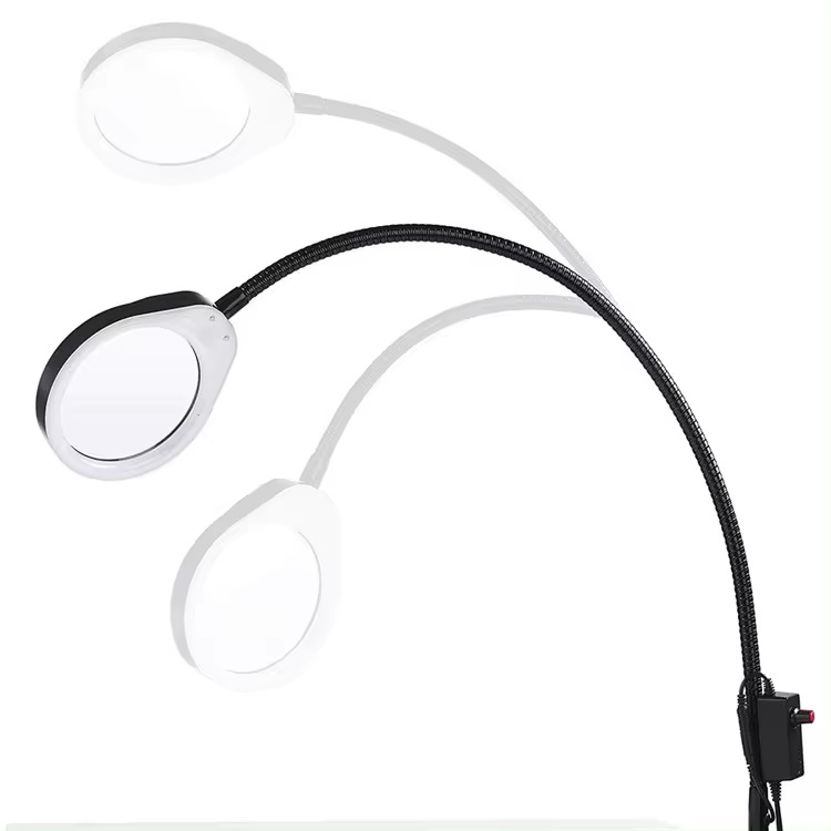 Kính lúp gắn bàn có đèn TERINO DE-7SB (phóng đại 8X và 15X, Led, màu đen) - Hàng chính hãng