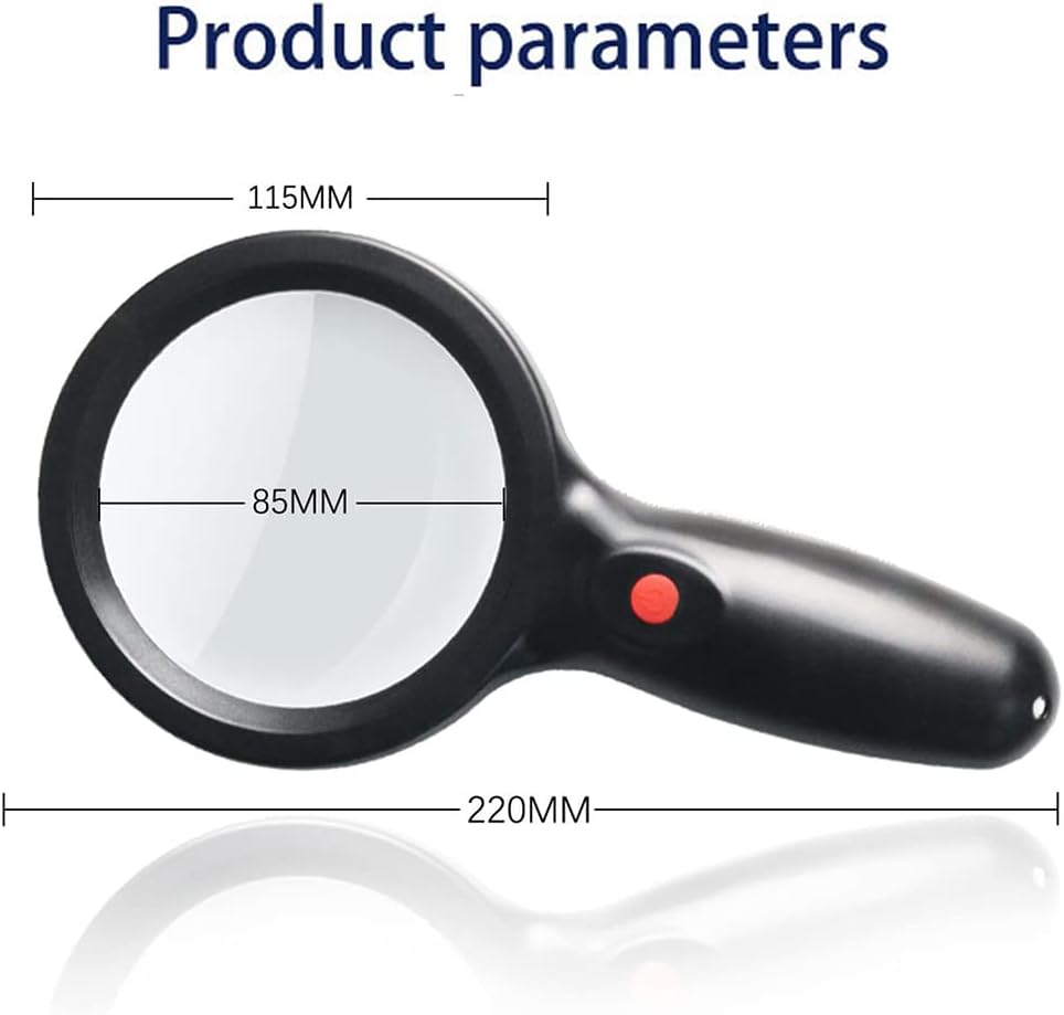 Kính lúp cầm tay đọc sách cao cấp Terino DE-9B (10x/20x, màu đen, có đèn led) - Hàng chính hãng