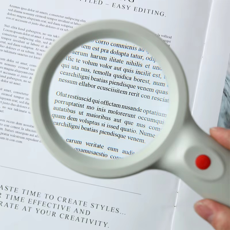 Kính lúp cầm tay đọc sách cao cấp Terino DE-9W (10x/20x, màu trắng, có đèn led) - Hàng chính hãng