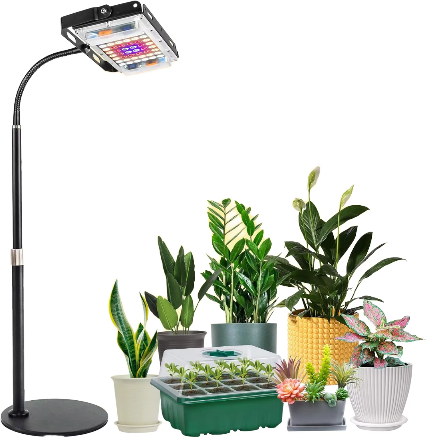 Đèn LED trồng cây Terino DM-03 (Toàn dải phổ,, ánh sáng trắng & đỏ hỗ trợ ra hoa – dùng cho cây cảnh, sen đá trong nhà, để bàn hoặc đặt sàn - Hàng chính hãng