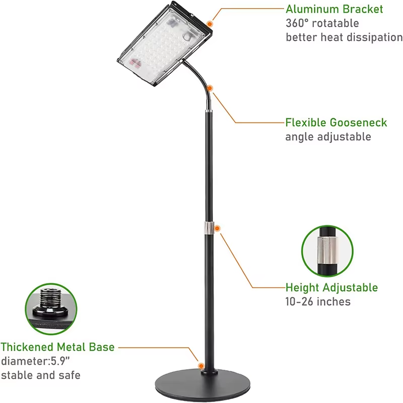 Đèn LED trồng cây Terino DM-03 (Toàn dải phổ,, ánh sáng trắng & đỏ hỗ trợ ra hoa – dùng cho cây cảnh, sen đá trong nhà, để bàn hoặc đặt sàn - Hàng chính hãng