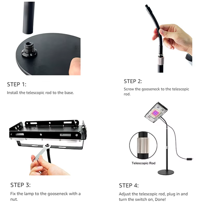 Đèn LED trồng cây Terino DM-03 (Toàn dải phổ,, ánh sáng trắng & đỏ hỗ trợ ra hoa – dùng cho cây cảnh, sen đá trong nhà, để bàn hoặc đặt sàn - Hàng chính hãng