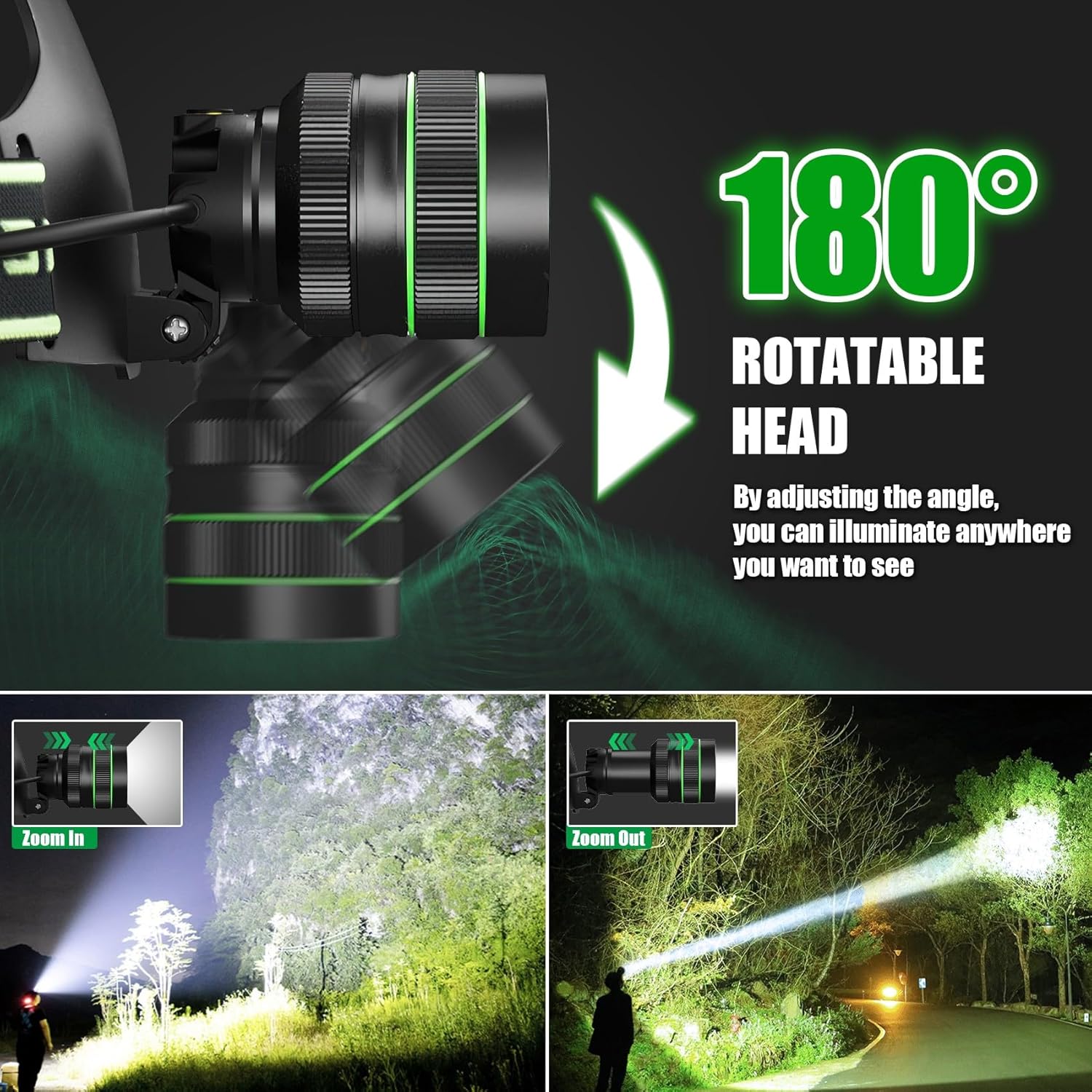 Đèn pin sạc choàng đầu siêu sáng TERINO K75A (60W LED, Zoom, chống nước) - Hàng chính hãng