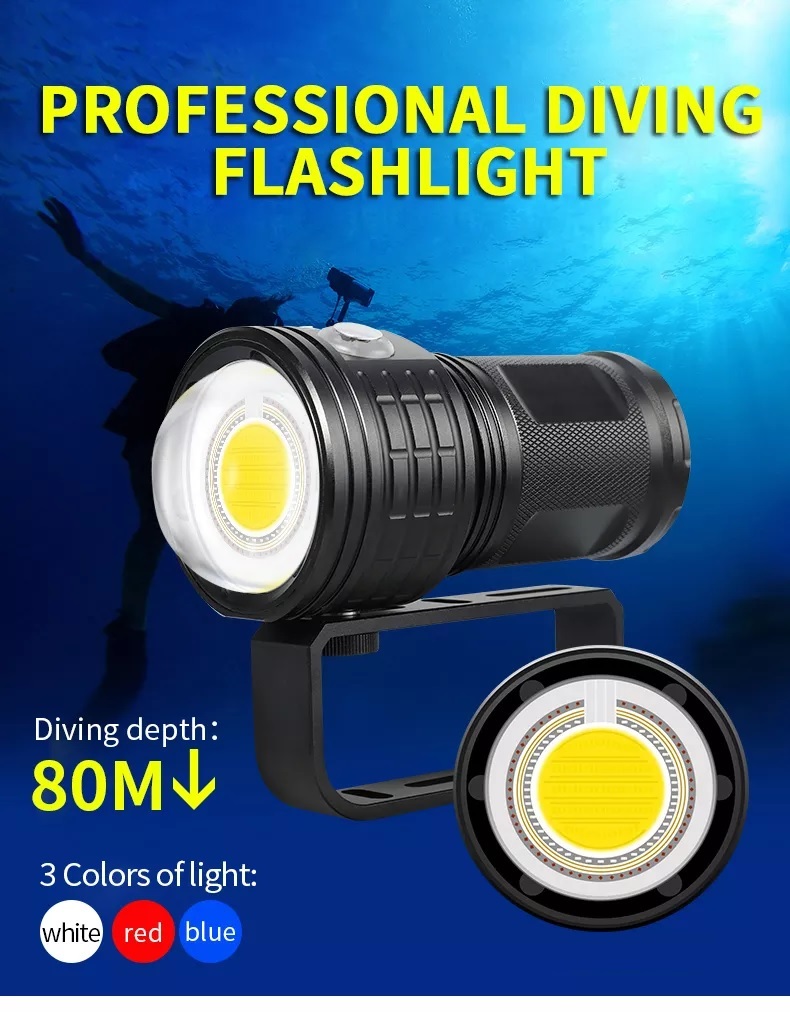 Đèn pin chống nước cho thợ lặn TERINO T14 New (dùng dưới nước, tầm chiếu xa 300-500m) - Hàng chính hãng