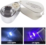 Kính lúp cầm tay có đèn TERINO 40X-LED/UV (soi tiền, soi đá quý, hỗ trợ đèn LED/UV) - Hàng chính hãng