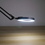 Kính lúp công nghiệp gắn bàn có đèn TERINO DE-27B (phóng đại 10X và 20X, Led, màu đen) - Hàng chính hãng