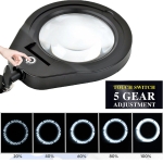Kính lúp để bàn có đèn TERINO DE-78B/5X (phóng đại 5X, Led, màu đen) - Hàng chính hãng