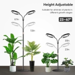 Đèn LED chống nước trồng cây trong nhà Terino DX-02 (Ánh sáng toàn dải, loại 02 vòng đèn, có hẹn giờ tự động, dạng đứng cao từ (58cm - 170cm), thu ngắn linh hoạt) – Hàng chính hãng