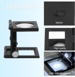 Kính lúp kiểm tra sợi vải có thước đo Terino LH-10X-LED (Phóng đại 10x, đèn Led, khung kim loại) - Hàng chính hãng