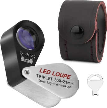 Kính lúp cầm tay có đèn chất lượng cao TERINO LH-3021-LED/UV (có đèn Led/UV, soi tiền, đá quý, chi tiết nhỏ) - Hàng chính hãng