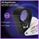 Kính lúp cầm tay có đèn chất lượng cao TERINO LH-3021-LED/UV (có đèn Led/UV, soi tiền, đá quý, chi tiết nhỏ) - Hàng chính hãng
