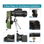 Ống nhòm đơn Terino MP-4060 kèm bộ gắn điện thoại (40x42mm, lăng kính BAK4, độ phóng đại cao, HD, màu xanh lính) - Hàng chính hãng