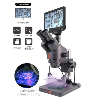 Kính hiển vi 3 mắt công nghiệp Terino SMD-11HT kèm màn hình LCD 7 Inch (Cổng ra HDMI, Phóng đại 7x-45X, UV / Led)